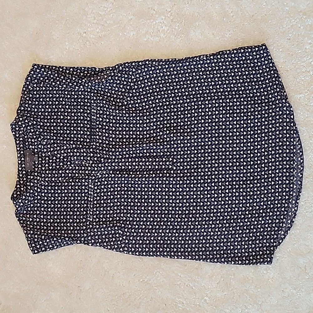 The Limited Navy and White Sleeveless Printed Blouse